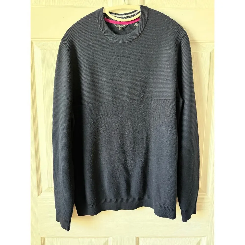 Ted Baker London Navy Ribbed Knit Sweater Womens Size 4